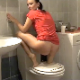 A pretty, brunette Serbian girl takes a hard, chunky shit while squatting over a closed commode lid. She wipes her ass, picks up her poop with her bare hand and shows it to the camera. Over 2 minutes.